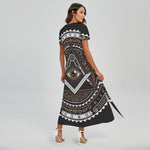 All Seeing Eye Symbol Print Short Sleeve Maxi Dress