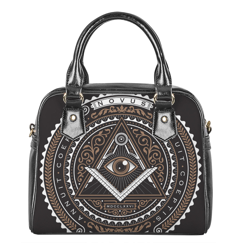 All Seeing Eye Symbol Print Shoulder Handbag