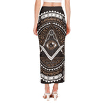 All Seeing Eye Symbol Print Side Slit Maxi Skirt