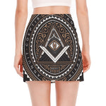 All Seeing Eye Symbol Print Side Slit Mini Skirt