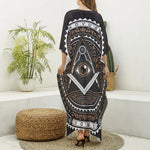 All Seeing Eye Symbol Print Silk V-Neck Kaftan Dress