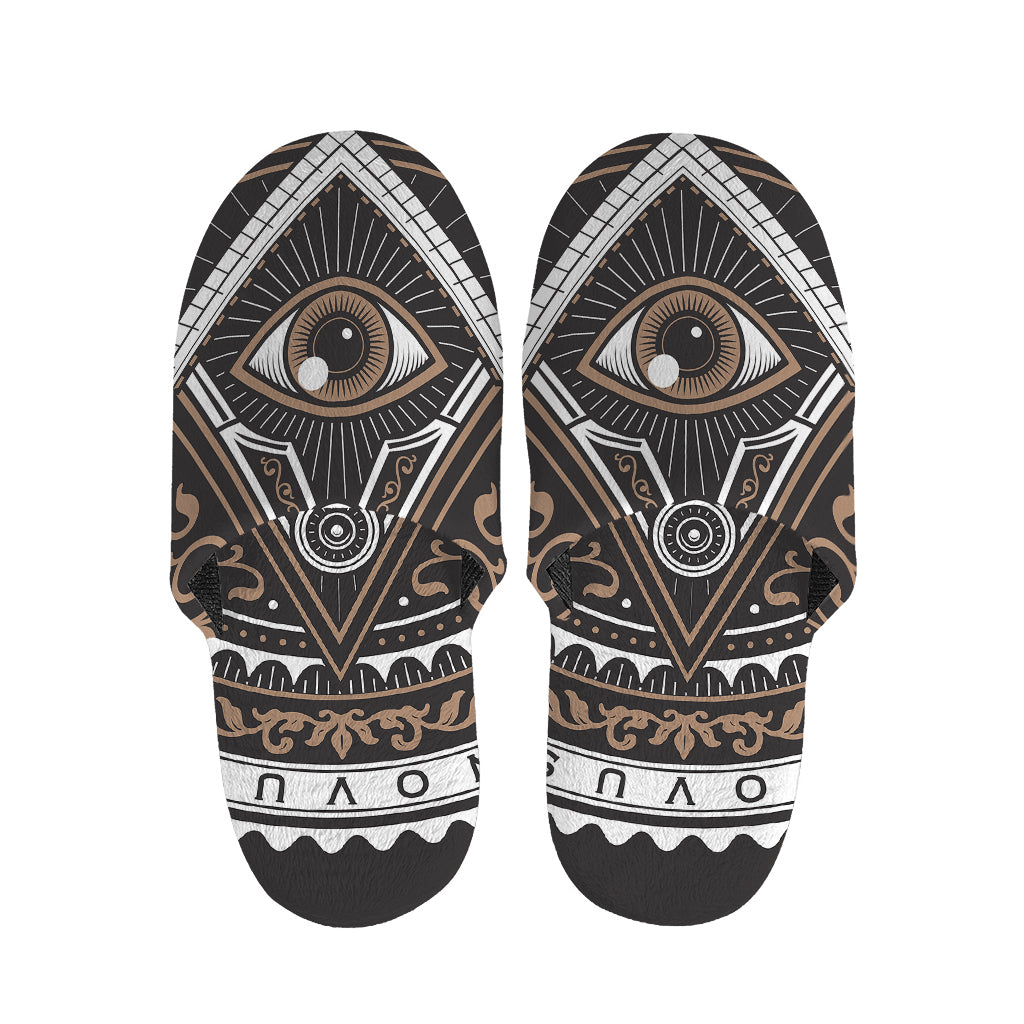 All Seeing Eye Symbol Print Slippers