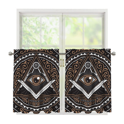 All Seeing Eye Symbol Print Tier Curtains