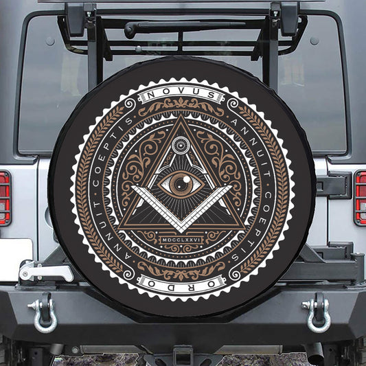 All Seeing Eye Symbol Print Tire Cover