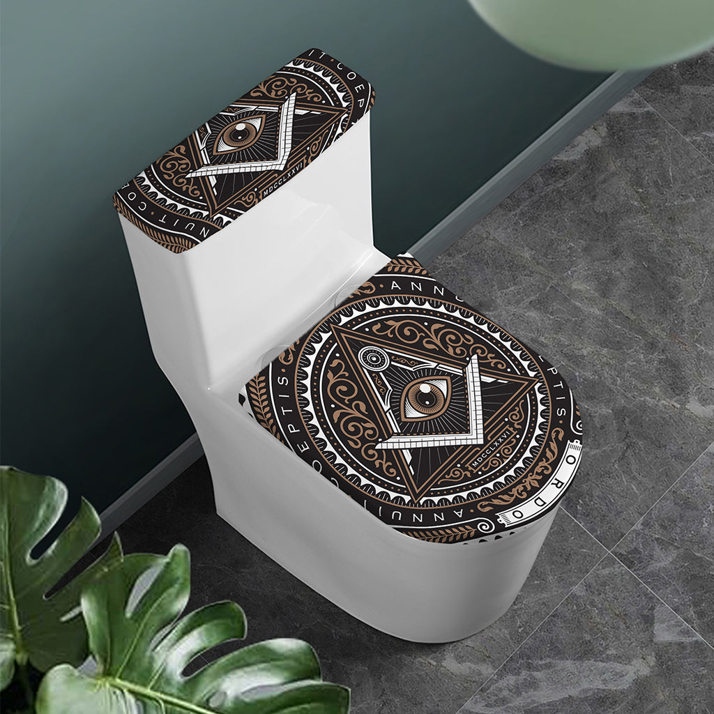 All Seeing Eye Symbol Print Toilet Lid And Tank Cover Set