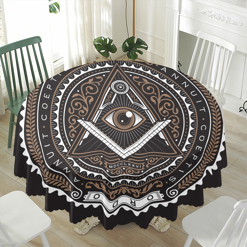 All Seeing Eye Symbol Print Waterproof Round Tablecloth