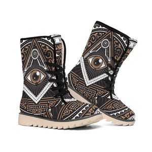 All Seeing Eye Symbol Print Winter Boots