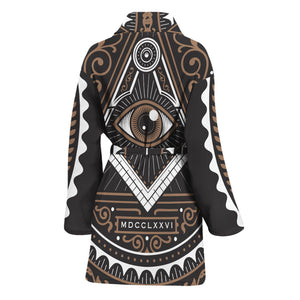 All Seeing Eye Symbol Print Women's Bathrobe