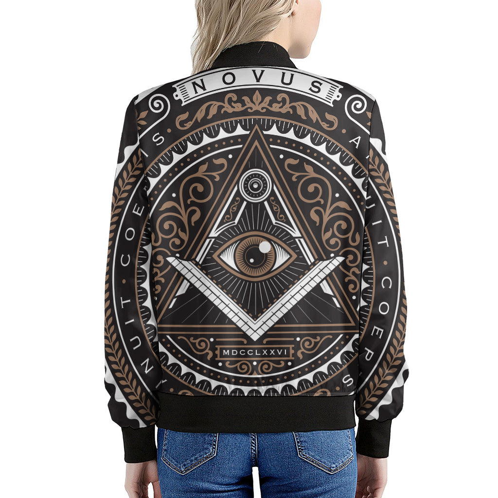 All Seeing Eye Symbol Print Women's Bomber Jacket