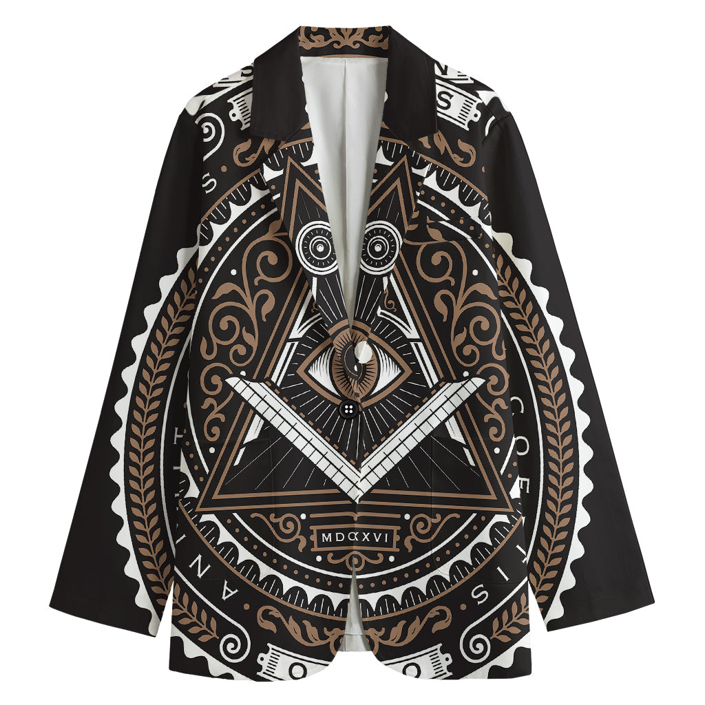 All Seeing Eye Symbol Print Women's Cotton Blazer