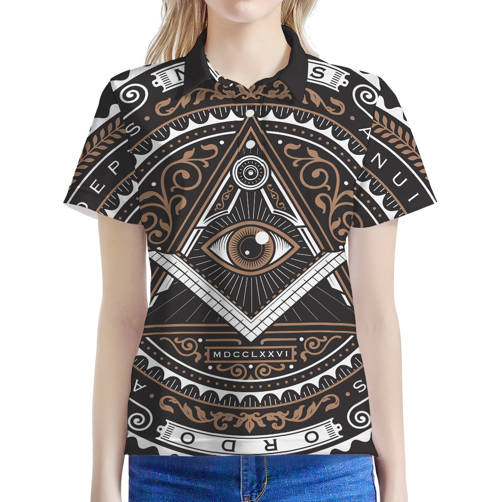 All Seeing Eye Symbol Print Women's Polo Shirt