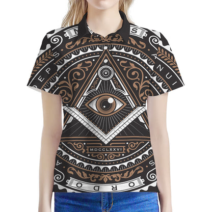 All Seeing Eye Symbol Print Women's Polo Shirt