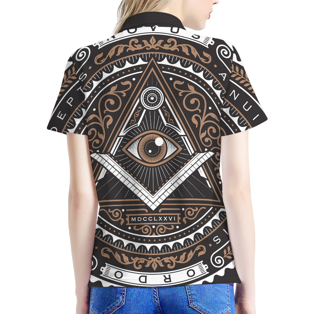 All Seeing Eye Symbol Print Women's Polo Shirt