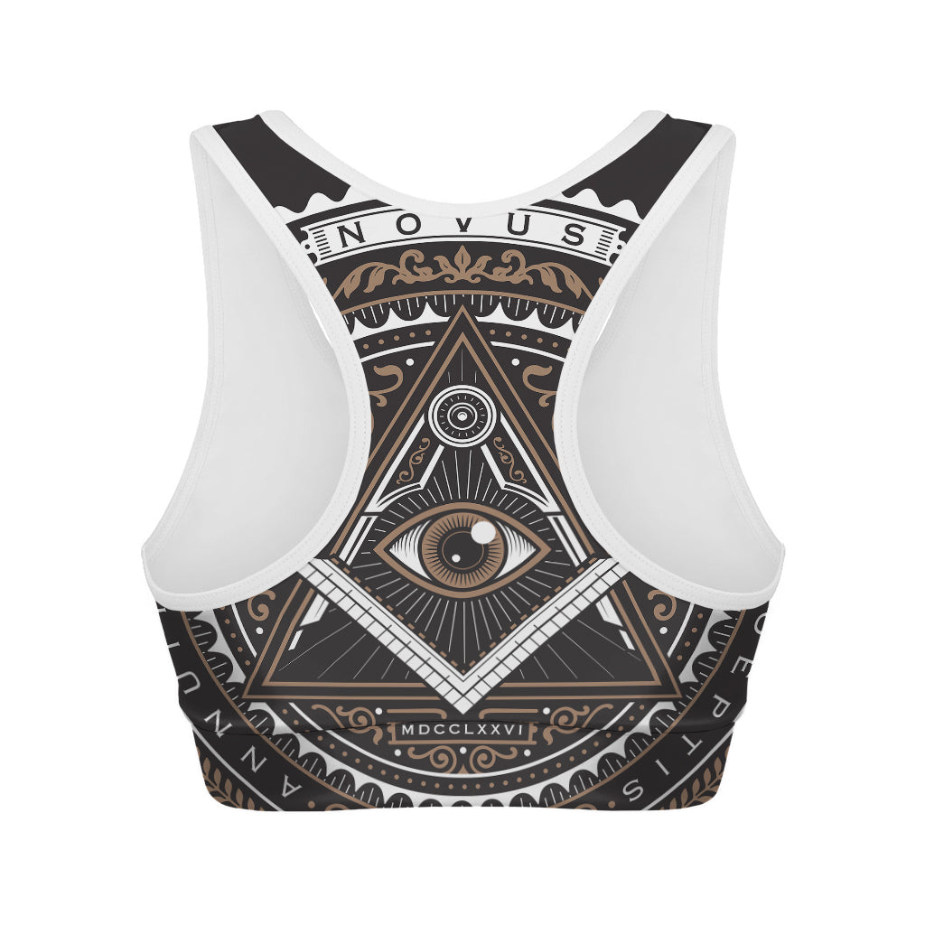 All Seeing Eye Symbol Print Women's Sports Bra