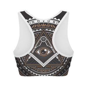 All Seeing Eye Symbol Print Women's Sports Bra