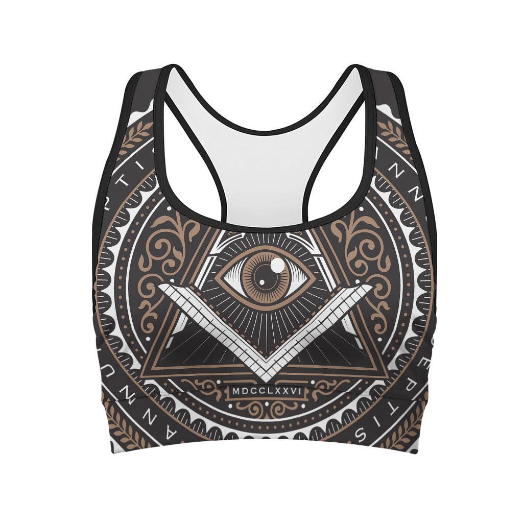 All Seeing Eye Symbol Print Women's Sports Bra