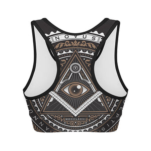 All Seeing Eye Symbol Print Women's Sports Bra