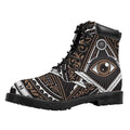 All Seeing Eye Symbol Print Padded Collar Lace Up Boots