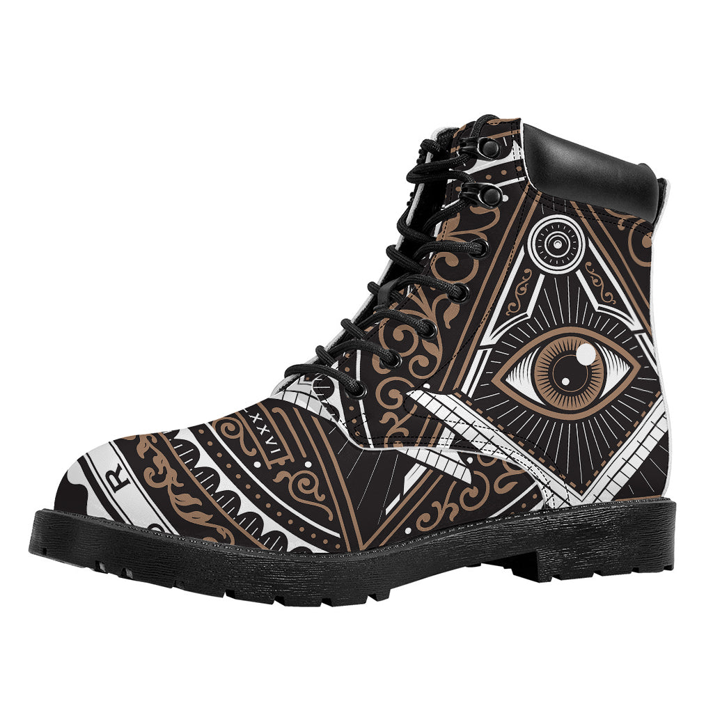 All Seeing Eye Symbol Print Work Boots