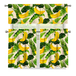 Aloha Banana Pattern Print 3 Piece Kitchen Curtains