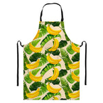 Aloha Banana Pattern Print Bib Apron With Pocket