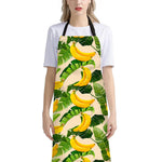 Aloha Banana Pattern Print Bib Apron With Pocket
