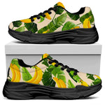 Aloha Banana Pattern Print Black Chunky Shoes