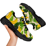 Aloha Banana Pattern Print Black Chunky Shoes