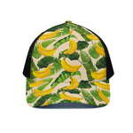 Aloha Banana Pattern Print Black Mesh Trucker Cap