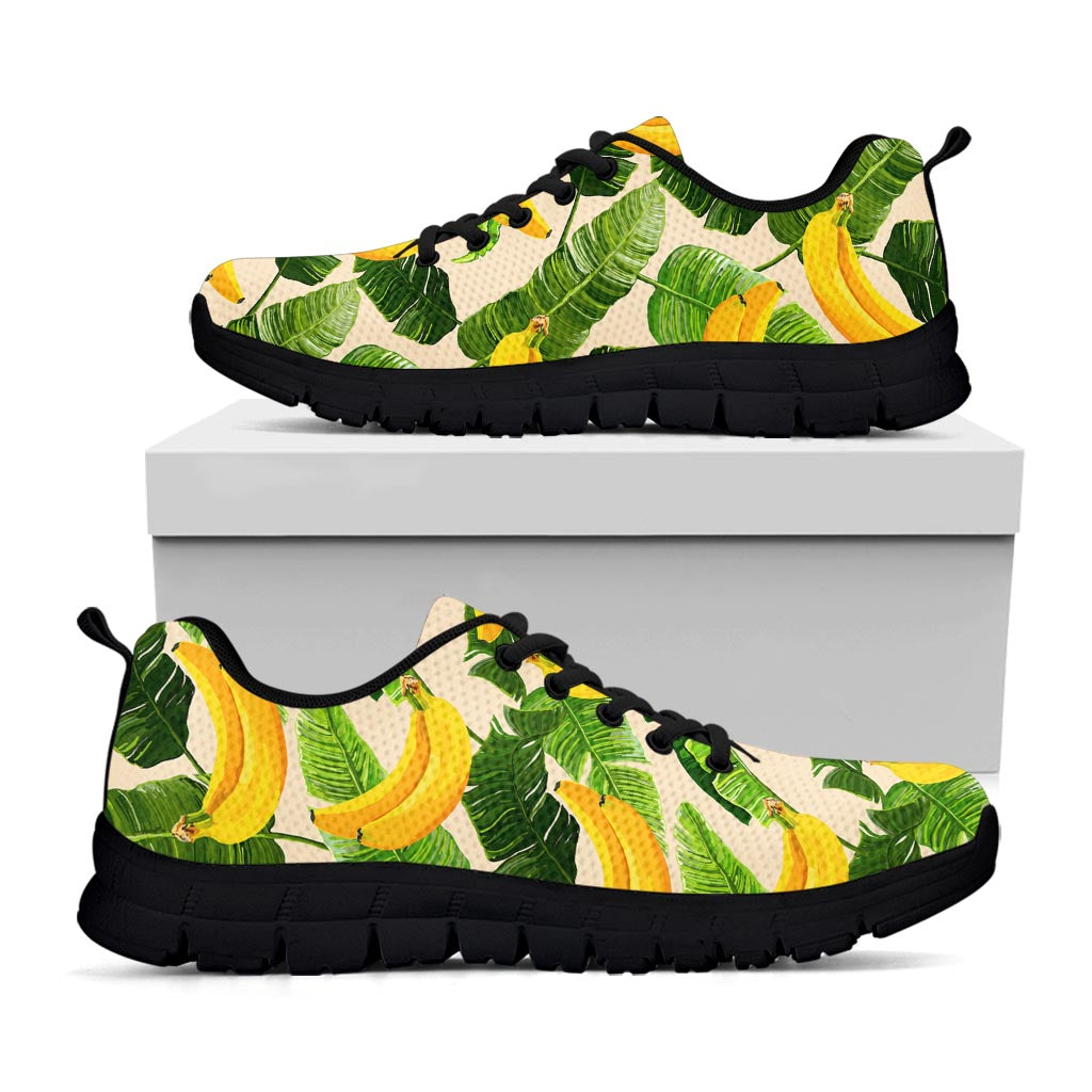 Aloha Banana Pattern Print Black Running Shoes