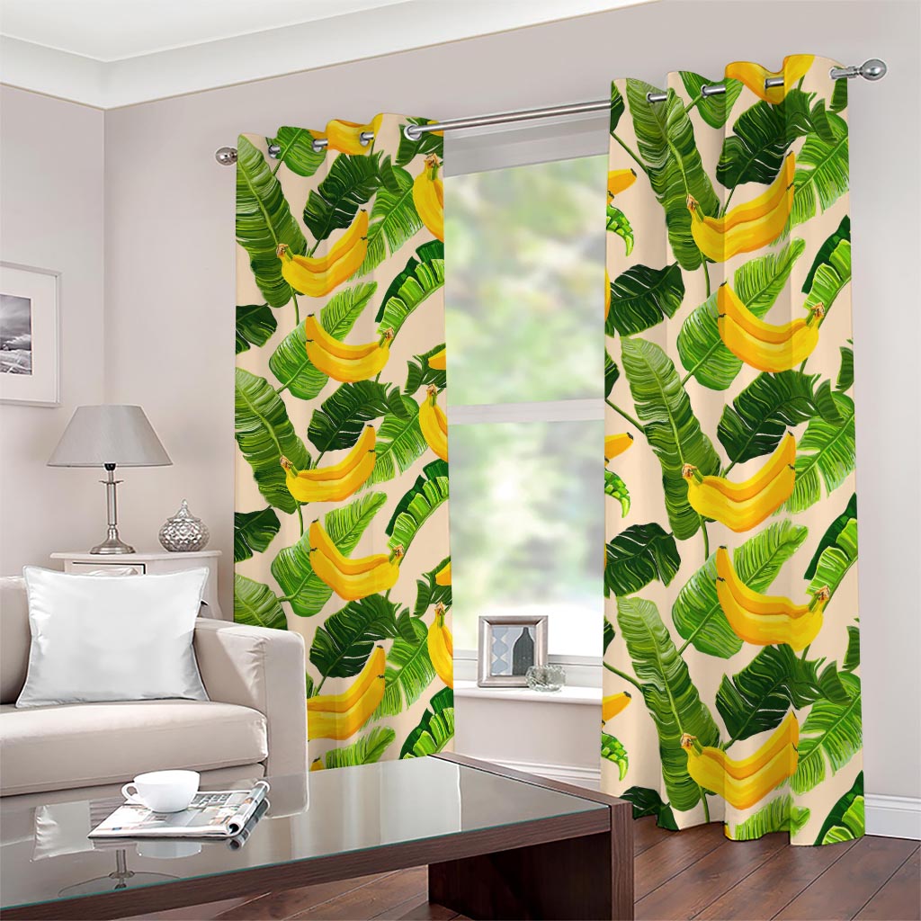 Aloha Banana Pattern Print Blackout Grommet Curtains