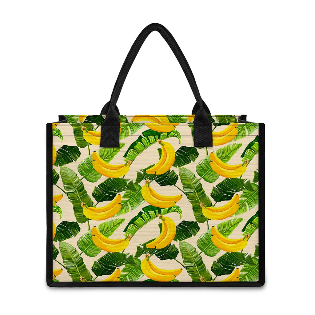 Aloha Banana Pattern Print Canvas Tote Bag