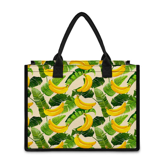 Aloha Banana Pattern Print Canvas Tote Bag