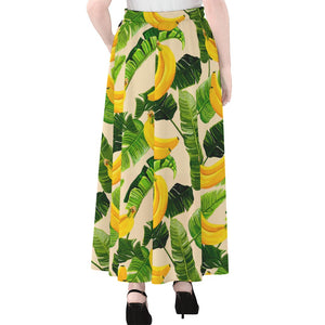 Aloha Banana Pattern Print Chiffon Maxi Skirt