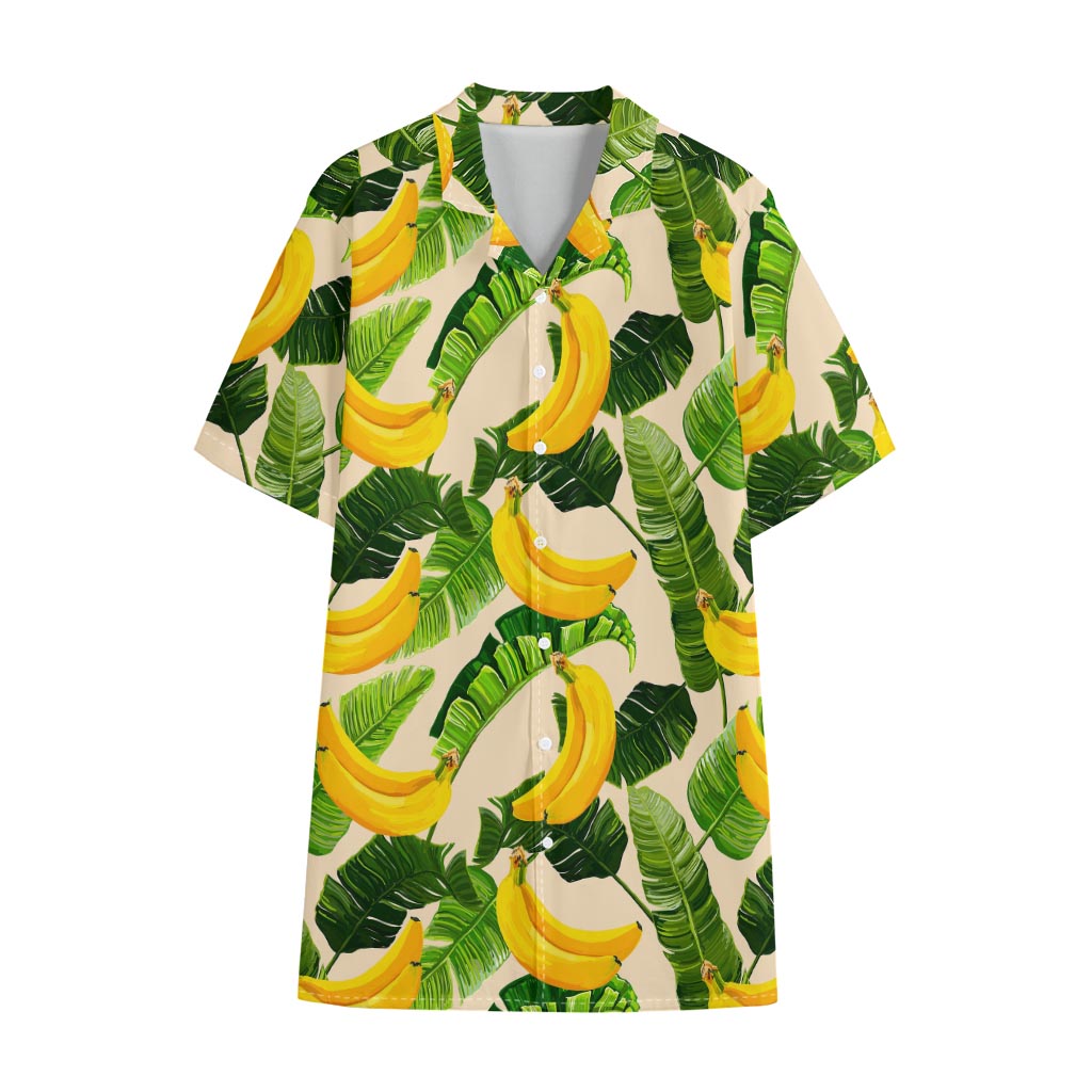 Aloha Banana Pattern Print Cotton Hawaiian Shirt