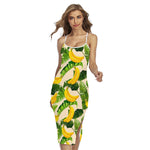 Aloha Banana Pattern Print Cross Back Cami Dress