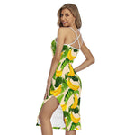 Aloha Banana Pattern Print Cross Back Cami Dress