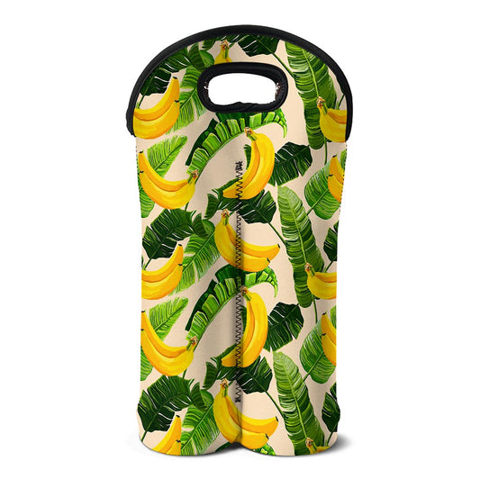 Aloha Banana Pattern Print Double Neoprene Wine Tote