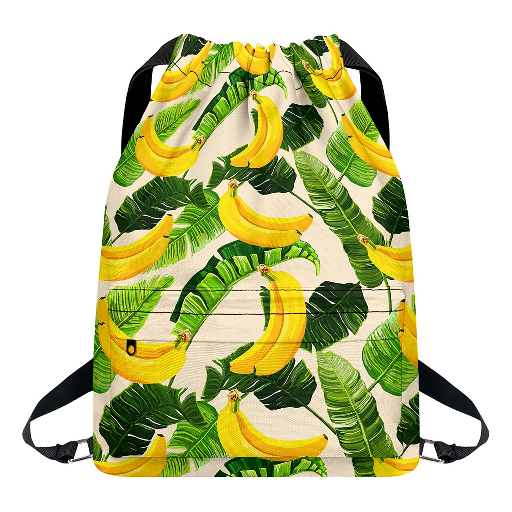 Aloha Banana Pattern Print Drawstring Backpack