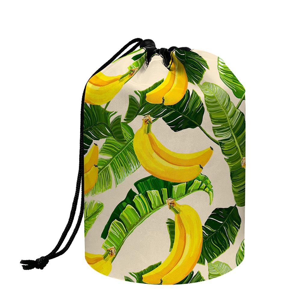 Aloha Banana Pattern Print Drawstring Makeup Bag