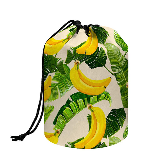 Aloha Banana Pattern Print Drawstring Makeup Bag