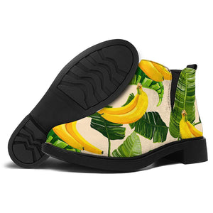 Aloha Banana Pattern Print Flat Ankle Boots