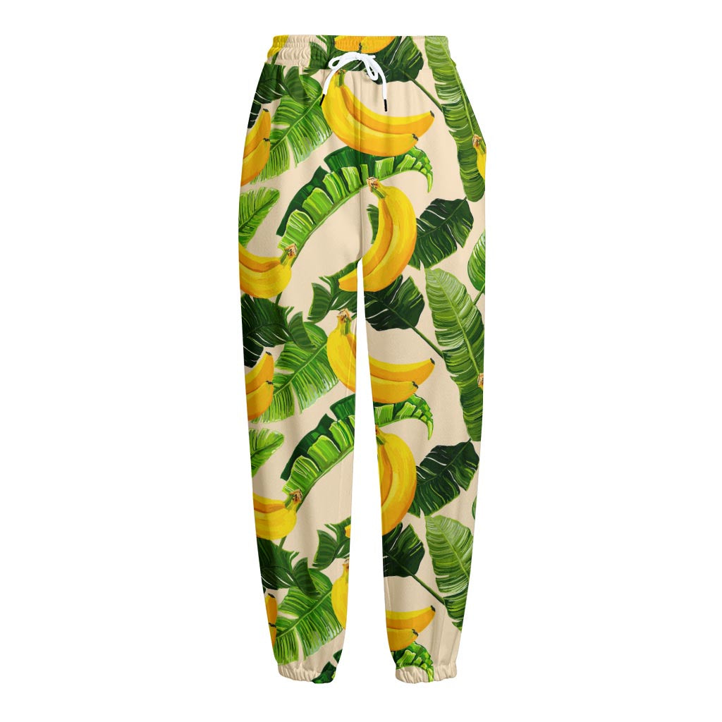 Aloha Banana Pattern Print Fleece Lined Knit Pants