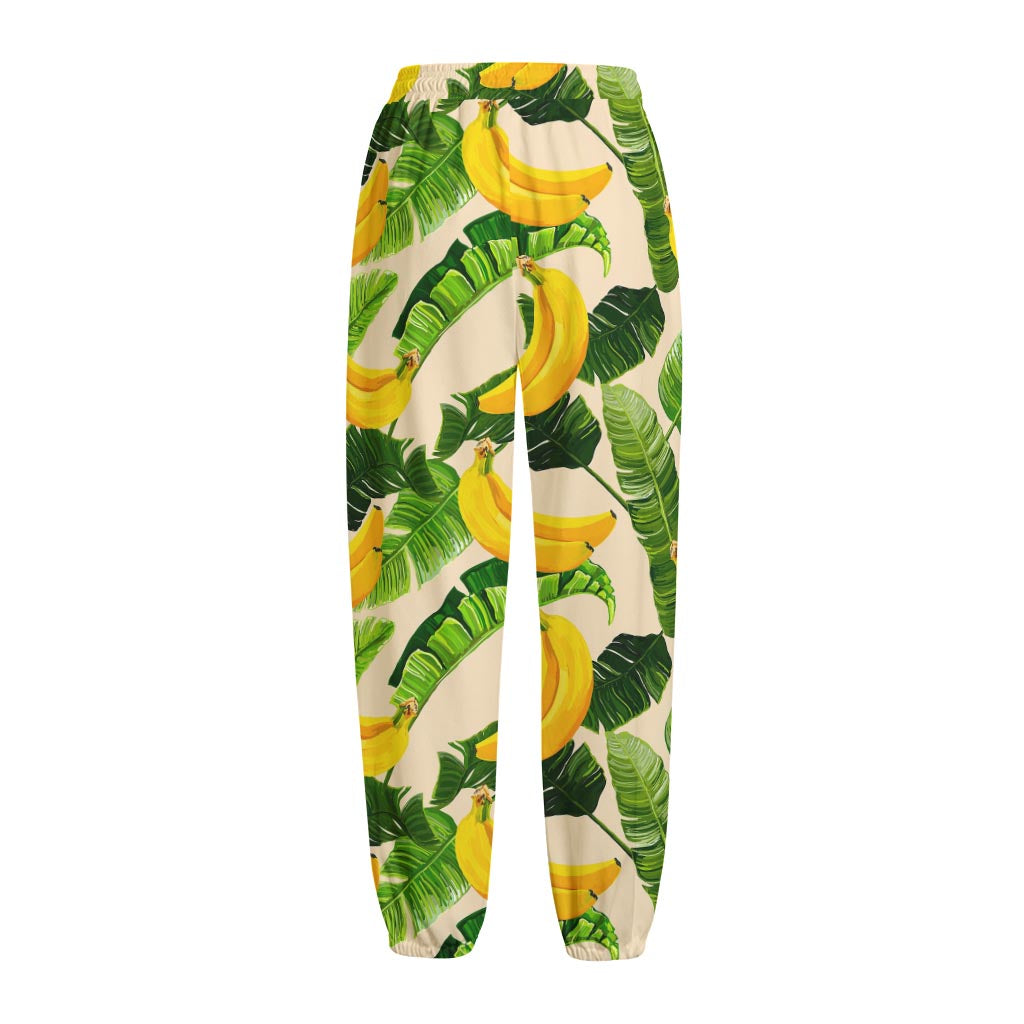 Aloha Banana Pattern Print Fleece Lined Knit Pants