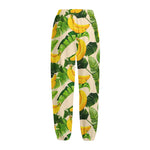Aloha Banana Pattern Print Fleece Lined Knit Pants