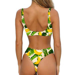 Aloha Banana Pattern Print Front Bow Tie Bikini