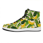 Aloha Banana Pattern Print High Top Leather Sneakers