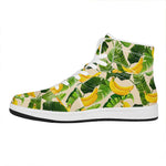 Aloha Banana Pattern Print High Top Leather Sneakers