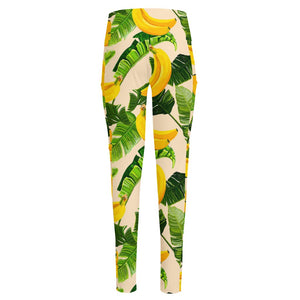 Aloha Banana Pattern Print High-Waisted Pocket Leggings