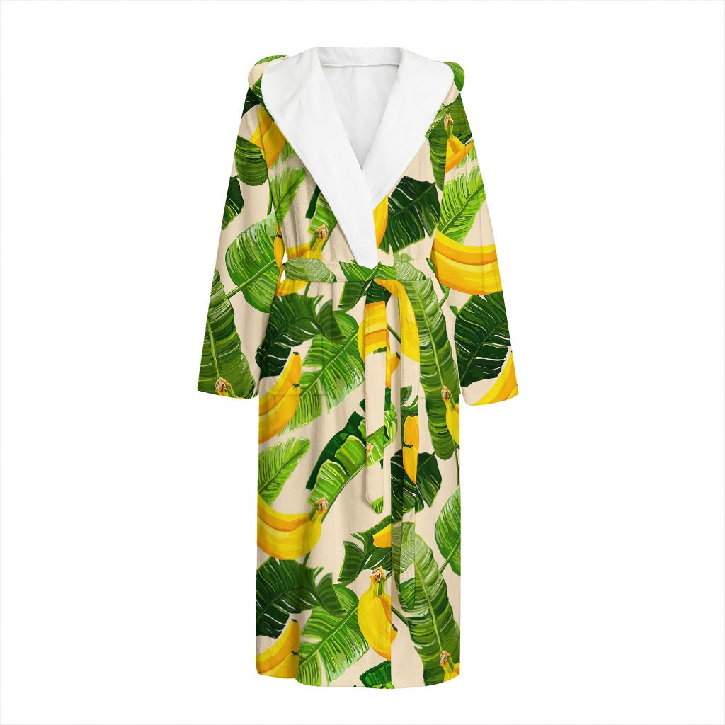 Aloha Banana Pattern Print Hooded Bathrobe